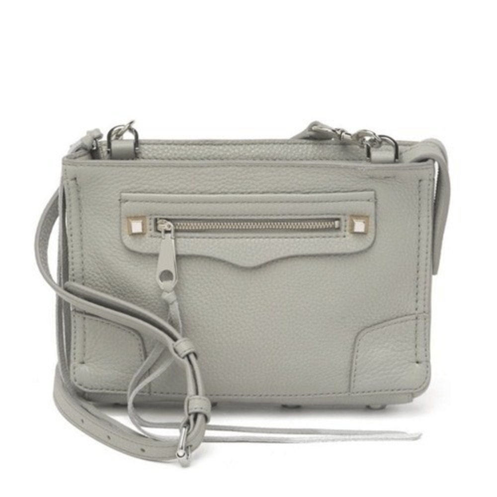 REBECCA MINKOFF Regan Leather Crossbody Bag, Travel, Color: Gray (Perla),‎ NEW
